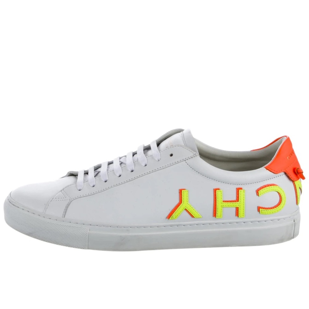 Givenchy White Sneakers with Neon Orange Accents